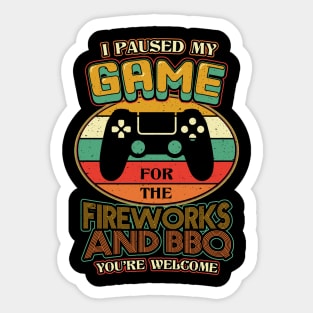 I Paused My Game Fireworks BBQ Sticker